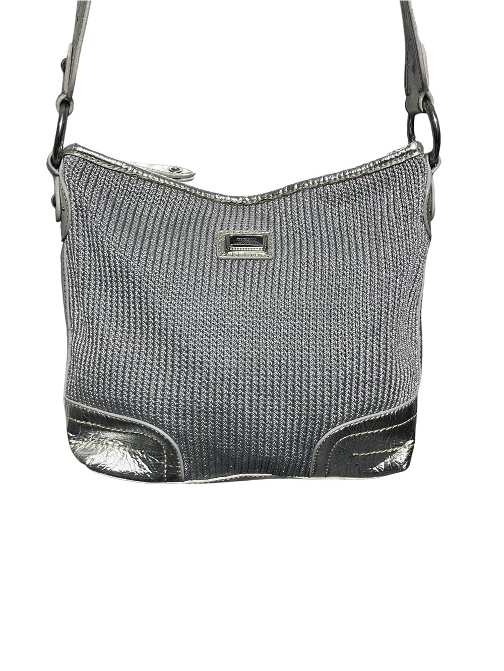 The Sak Metallic Silver Woven Crossbody Bag -